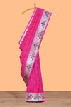 Pink zari motifs design paithani silk saree with self zari border and matching blouse