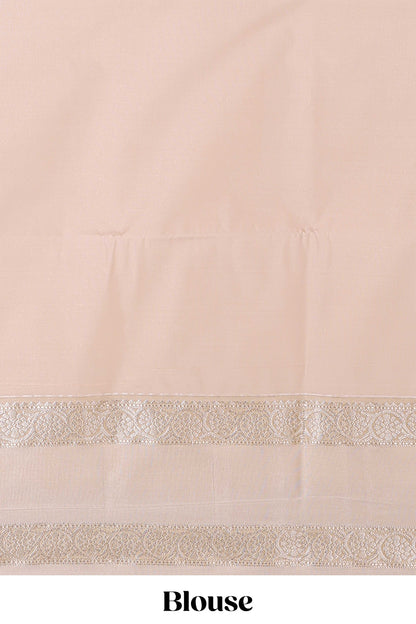 Blue checked zari butta semi soft silk saree with contrast border and pallu