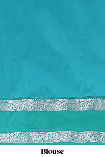 Purple checked zari butta semi soft silk saree with contrast border and pallu