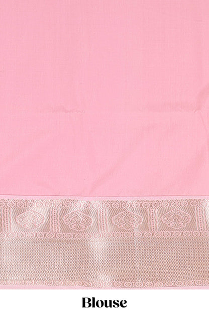 Mustard striped zari butta semi soft silk saree with contrast border and pallu