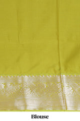 Blue zari butta design semi soft silk saree with contrast border and pallu