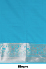 Mustard zari butta design semi soft silk saree with contrast border and pallu