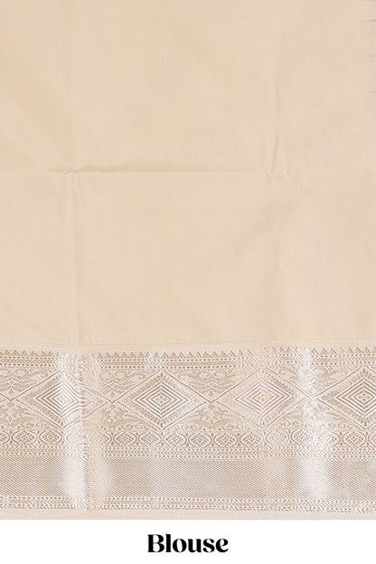 Purple zari butta design semi soft silk saree with contrast border and pallu