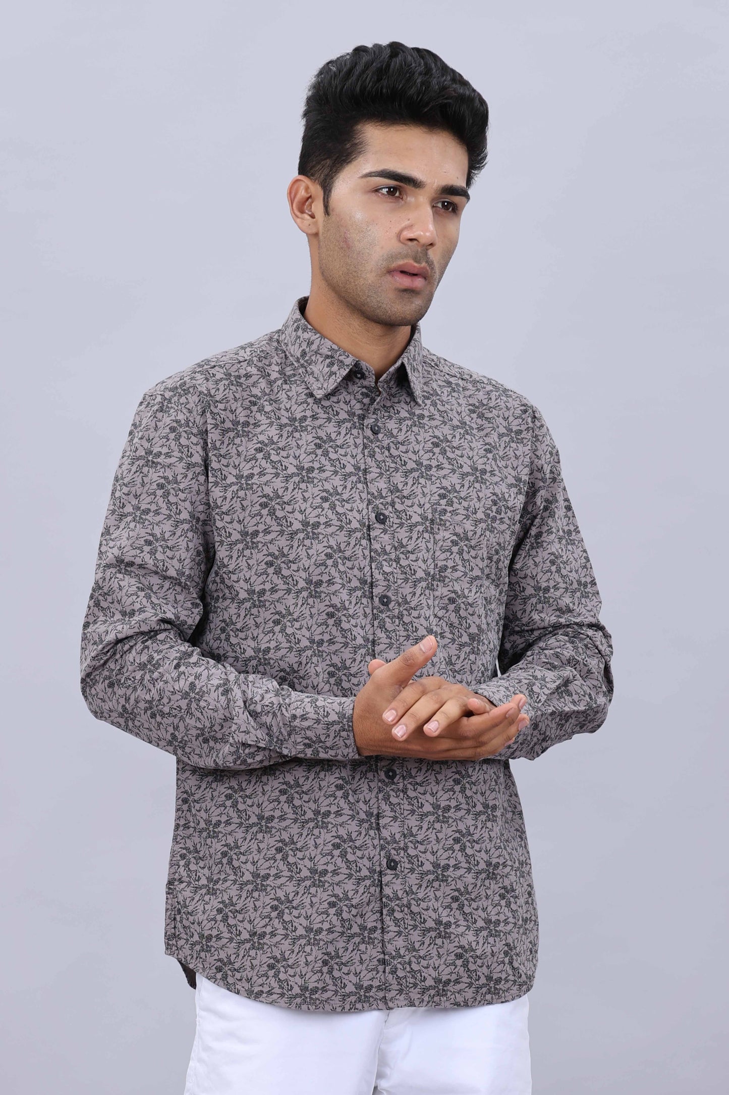 Men’s Pure Cotton Slim Fit Fancy Printed Collar Casual Shirt
