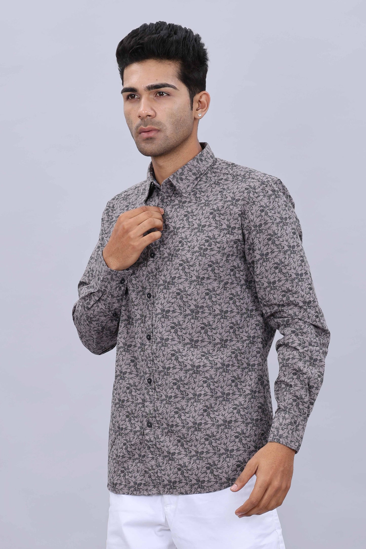 Men’s Pure Cotton Slim Fit Fancy Printed Collar Casual Shirt