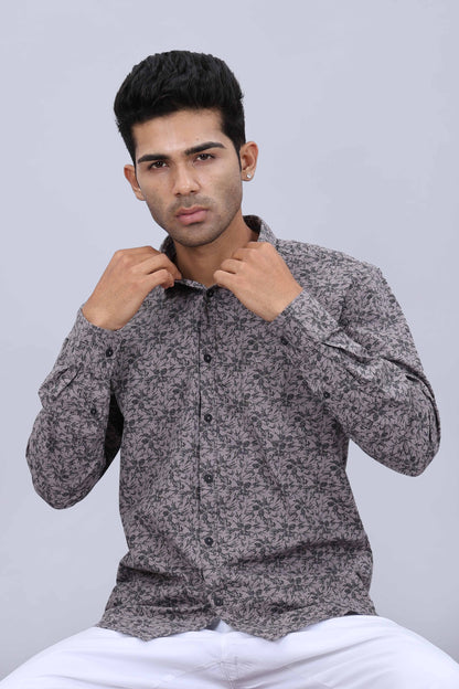 Men’s Pure Cotton Slim Fit Fancy Printed Collar Casual Shirt