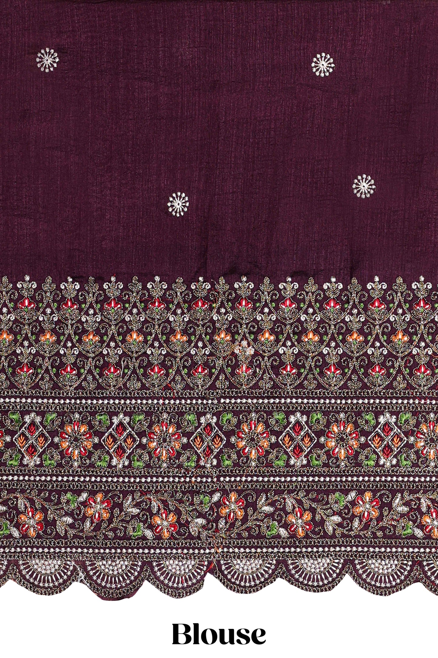 Borderless pink crush texture satin crepe saree with contrast embroidery blouse