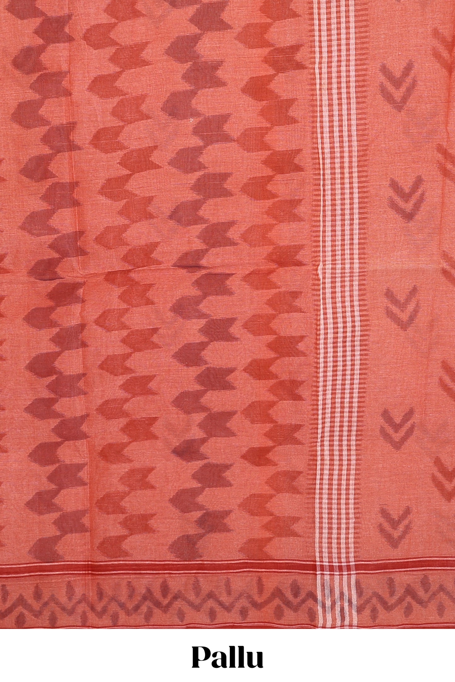 Maroon geometric pattern bengal cotton saree with self border and pallu