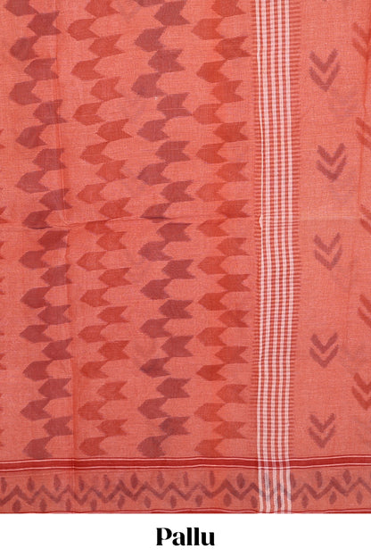Maroon geometric pattern bengal cotton saree with self border and pallu