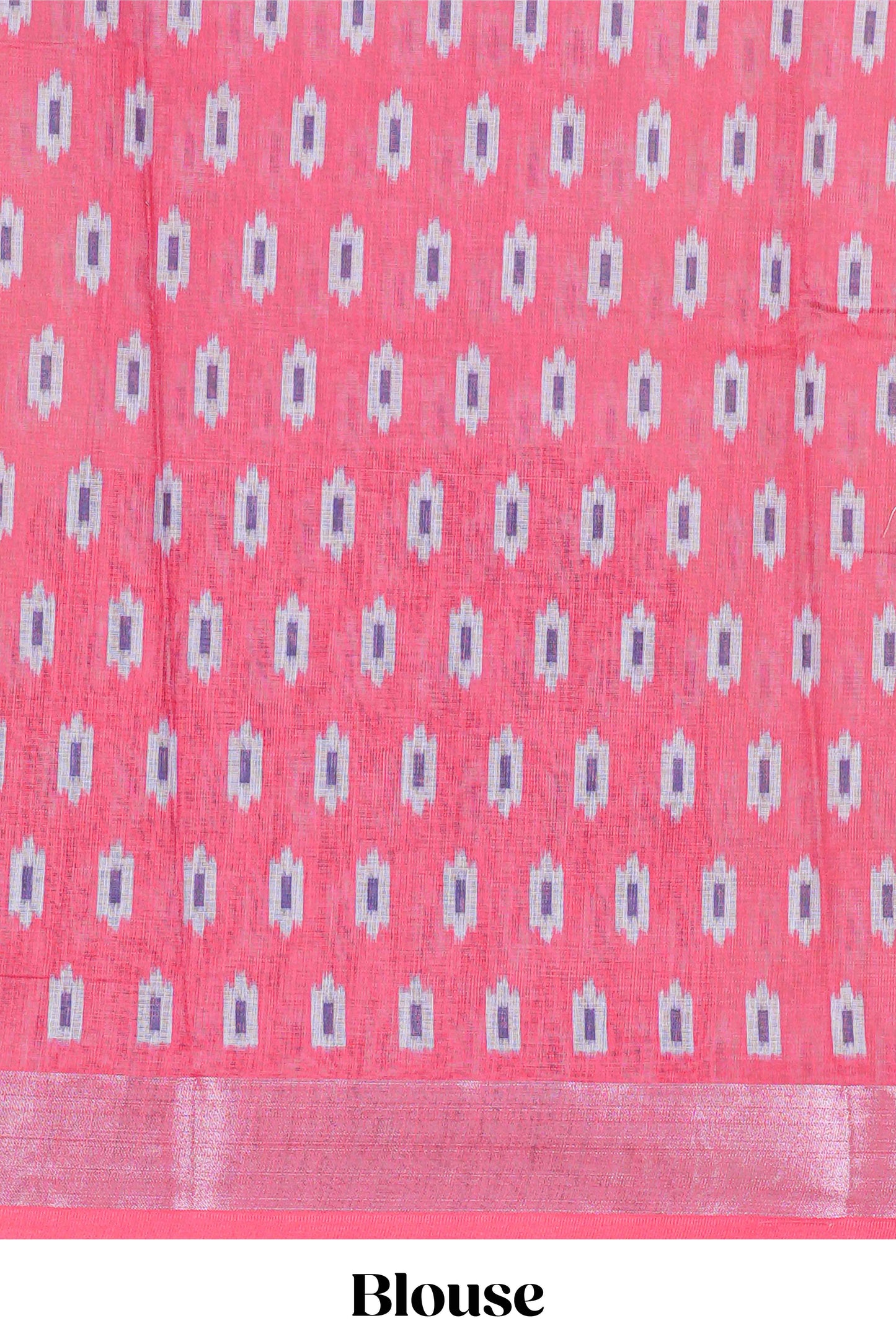 Grey Ikkat style linen cotton saree with contrast border and pallu