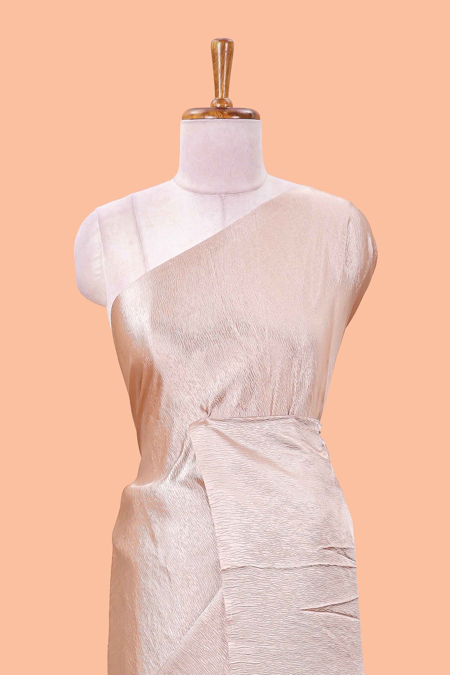 Borderless sandal crush texture satin crepe saree with contrast embroidery blouse