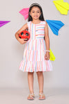 Multi-Color Stripe A-Line Cotton Dress for Girls – Stylish Casual Wear