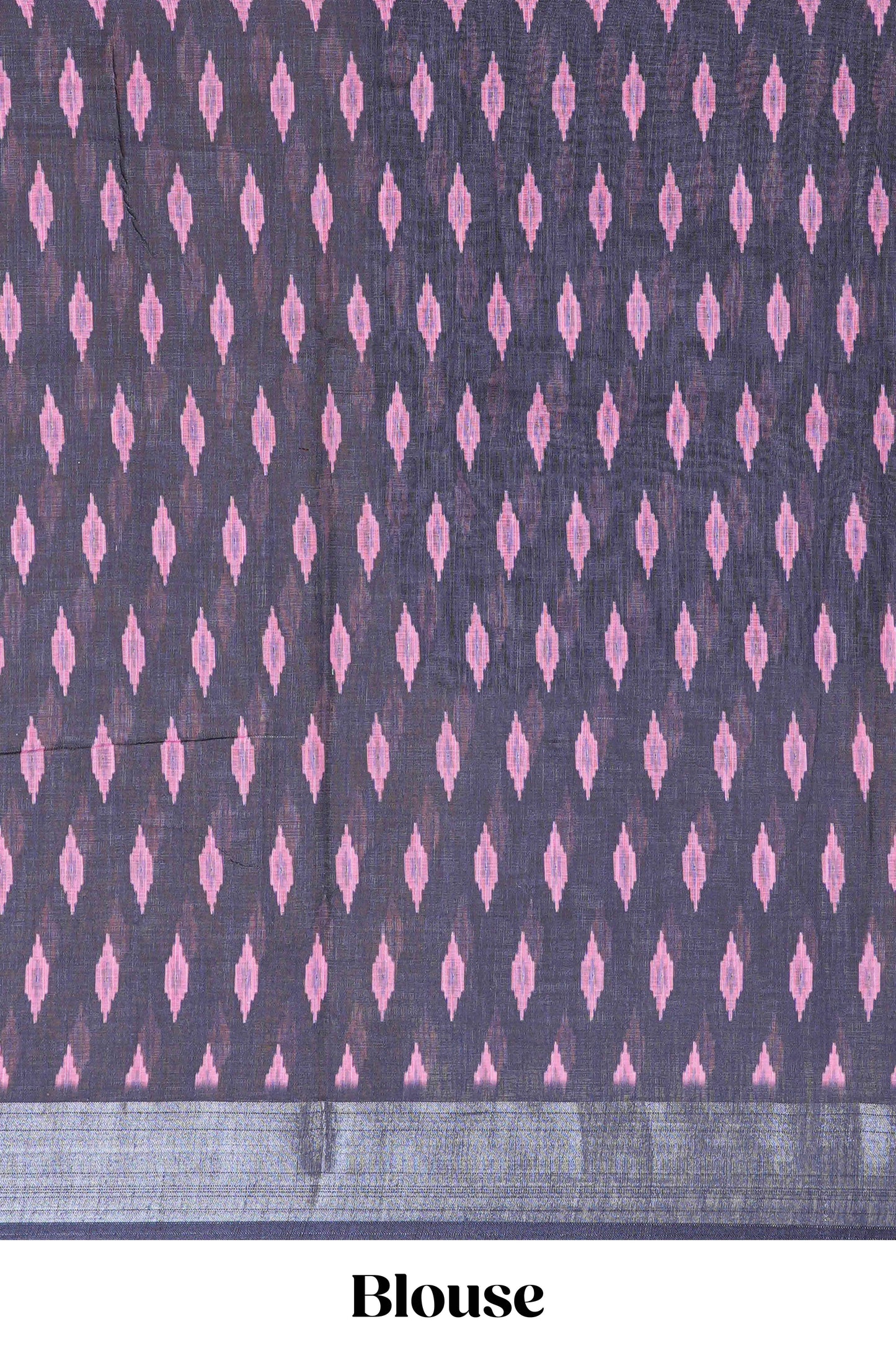 Pink Ikkat style linen cotton saree with contrast border and pallu