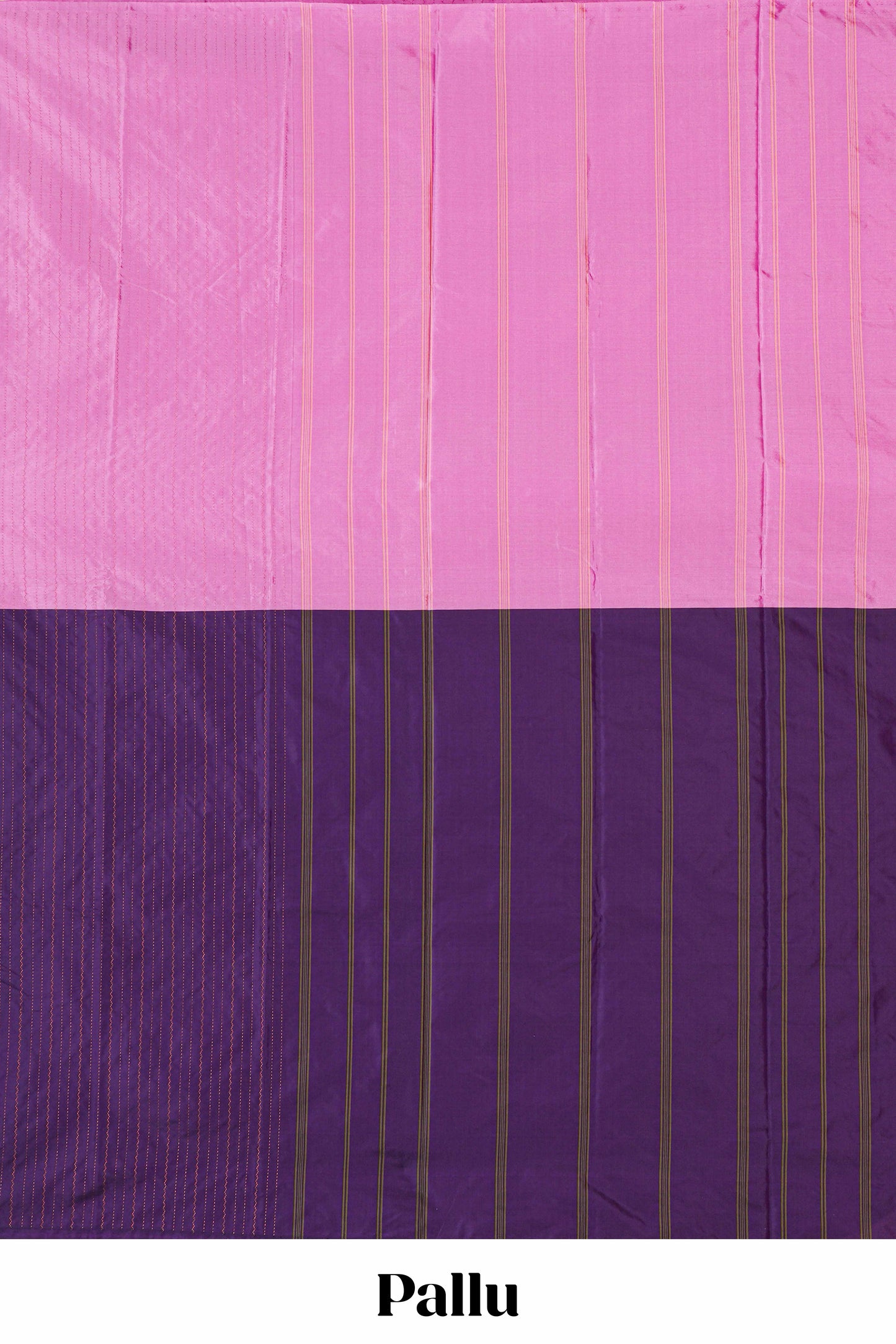 Borderless striped dual color soft silk saree with striped pallu and matching blouse