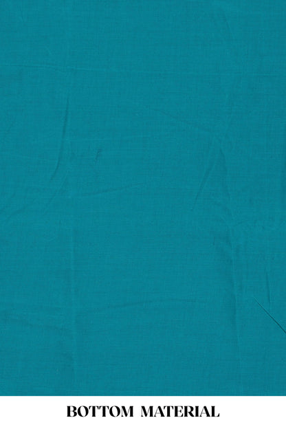 Turquoise blue embroidered cotton silk chudidhar material with sequin work and contrast dupatta