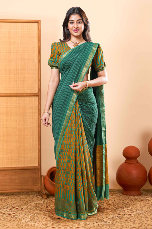 Art Tussar Saree Cross  Code Design and  Small Bentex Border