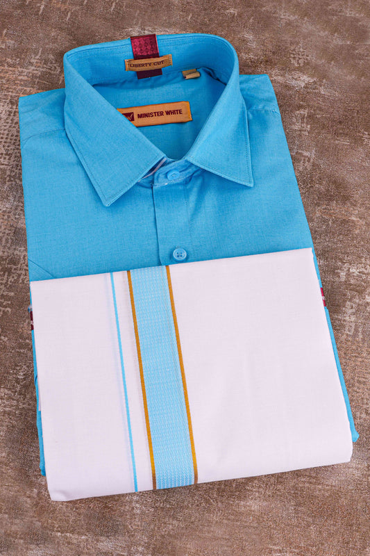 Blue Mens Dhoti Shirt