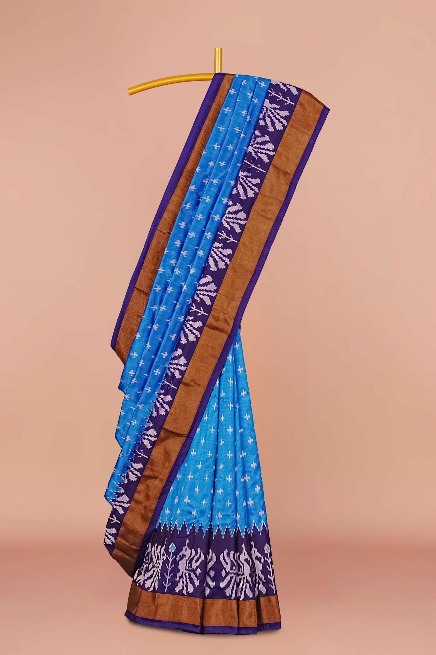 Blue Ikkat Silk Pure
