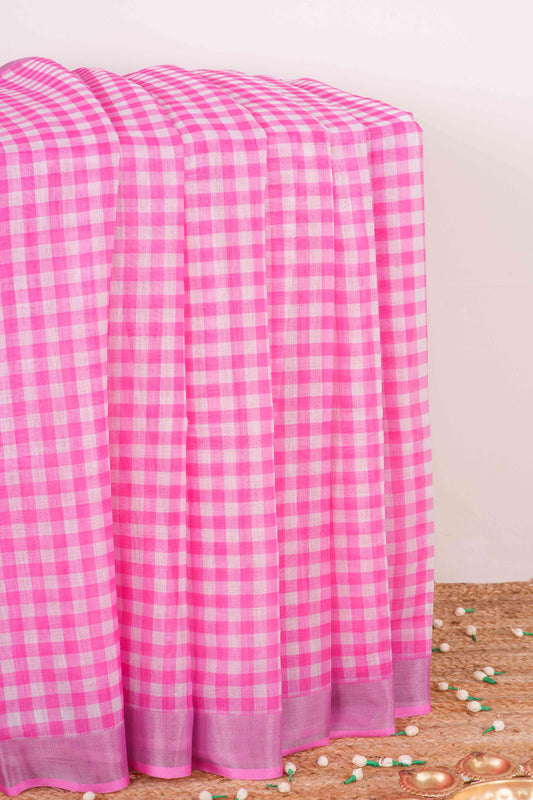 Pink Linen Saree