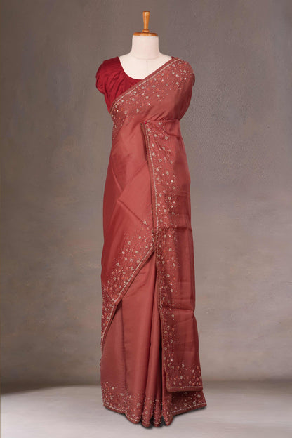 Maroon Tussar Silk Sarees