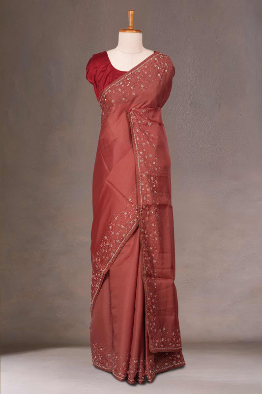 Maroon Tussar Silk Sarees
