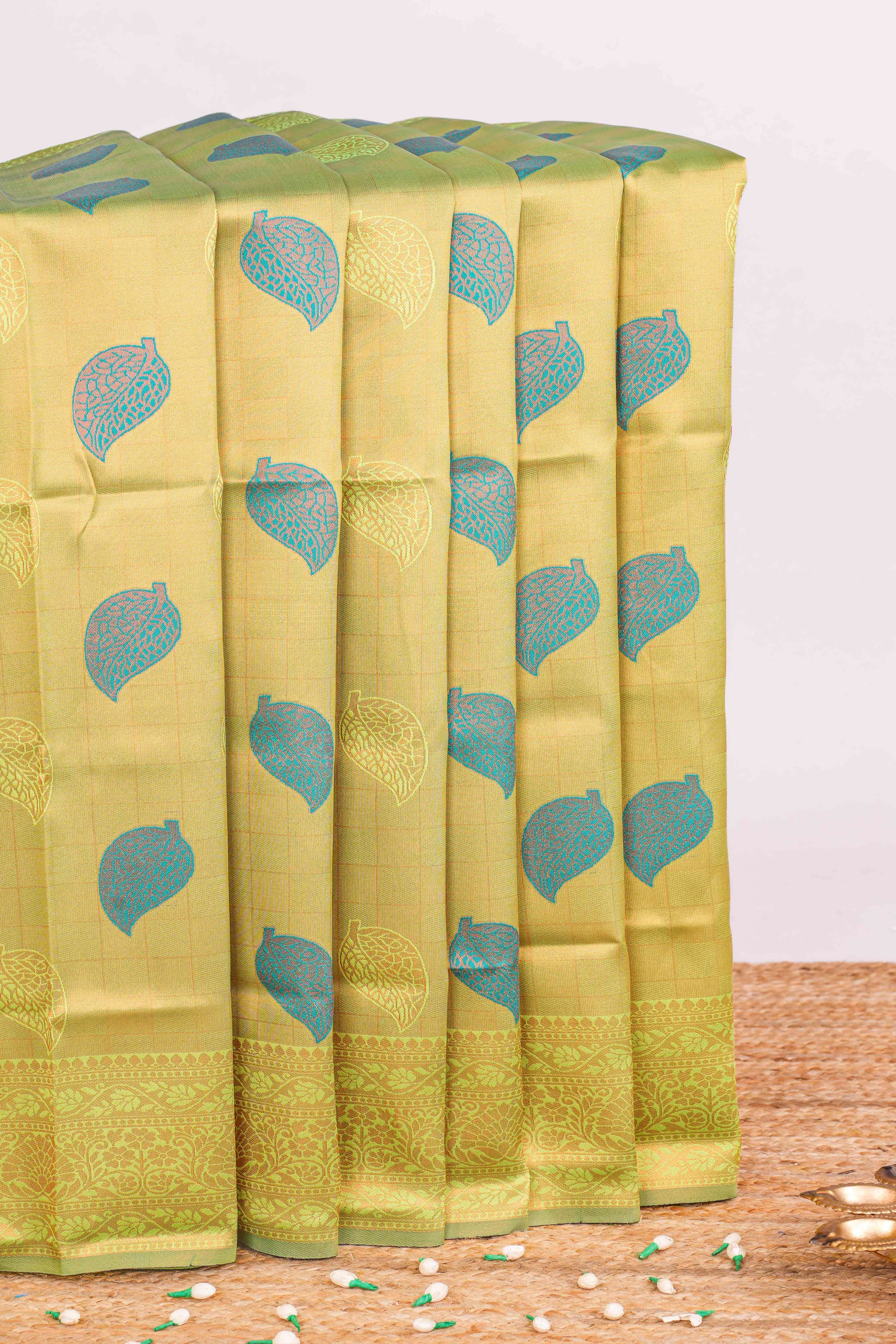 green lichi silk saree
