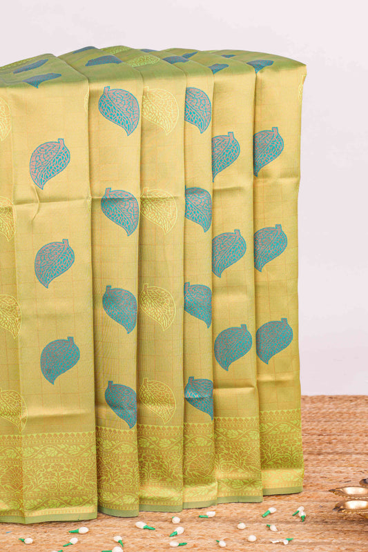 green lichi silk saree