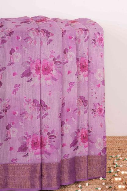 Pink Linen Saree