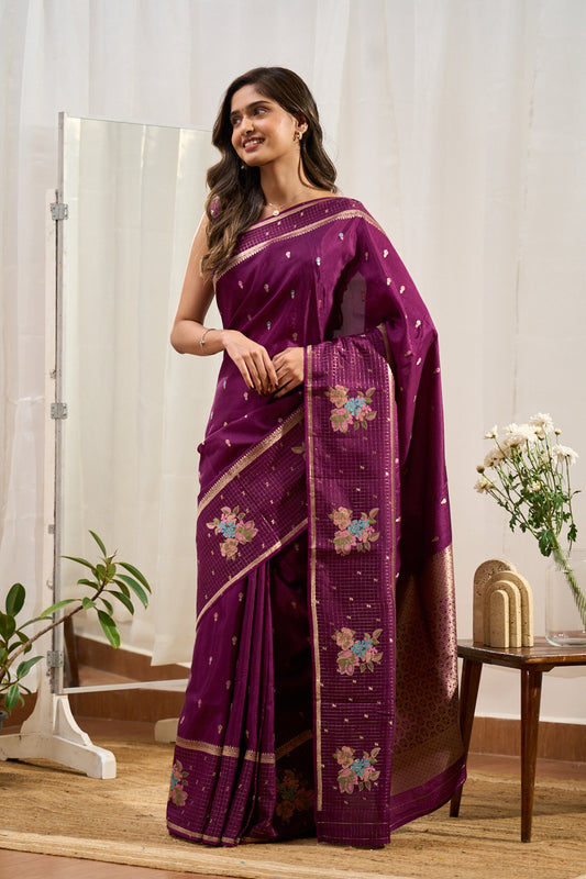 Maroon Mushru Silk