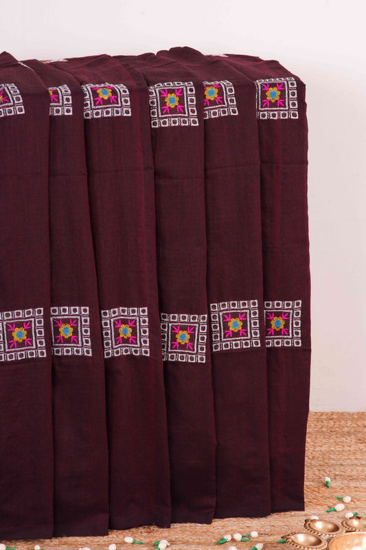 Maroon Khadi Cotton