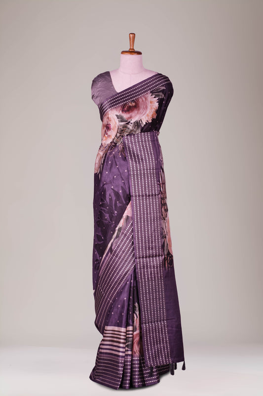 Lavender Tussar Sarees