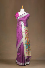 Chappa Tussar Saree Plain Body With Kalamkari Print Pallu