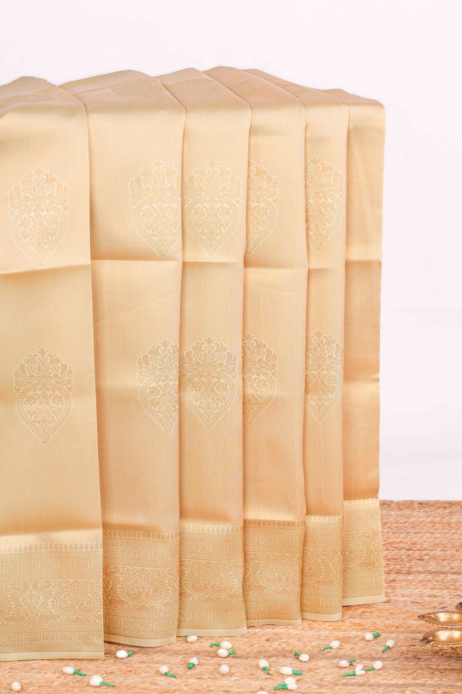 yellow lichi silk saree