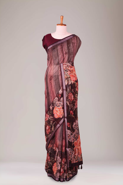 Maroon Printed Sarees