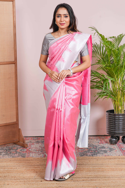 pink tissue silk saree