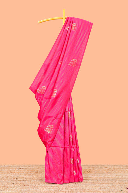 Semi Soft Silk Saree Body All Over Vaira Oosi Zari Pattern With Gold Zari Butti and Borderless Grand Zari Rich Pallu