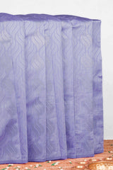 Elegant Lavender Lichi Silk Saree Subtle Self-Woven Leaf Motif In a Jacquard Style Pattern Contrast Pallu