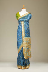 Art Tussar All Over Bandhani Print With Contrast Pallu Along With Blouse