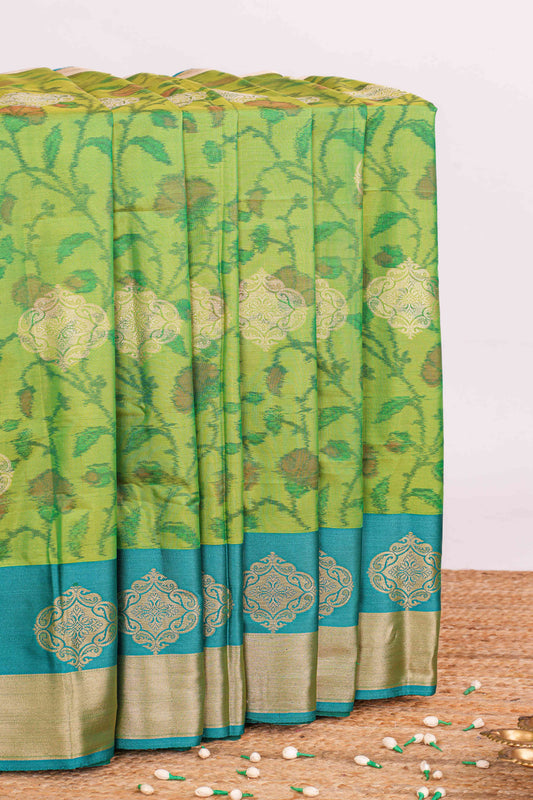 green kathan silk saree