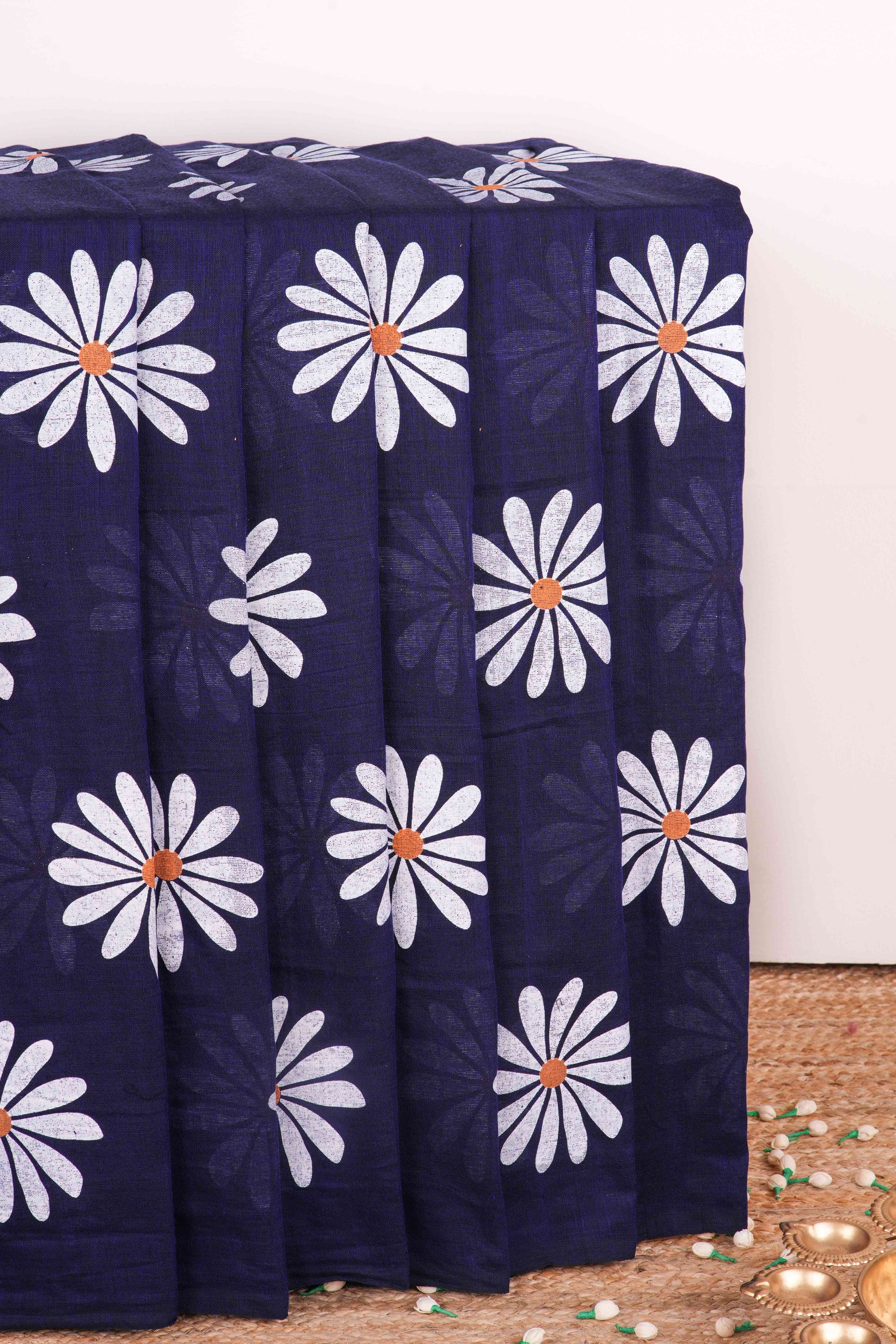 Navy Blue Khadi Cotton Saree