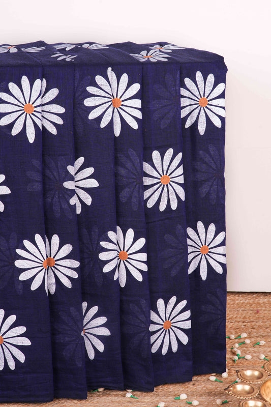 Navy Blue Khadi Cotton Saree