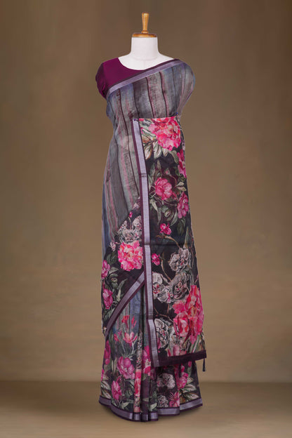 Lavender Printed Sarees