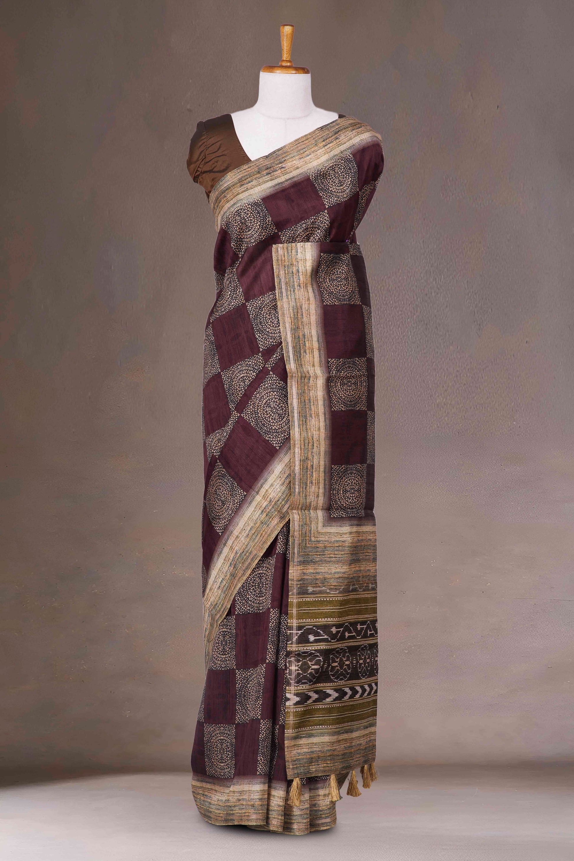 Maroon Tussar Cotton