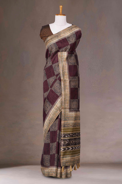 Maroon Tussar Cotton