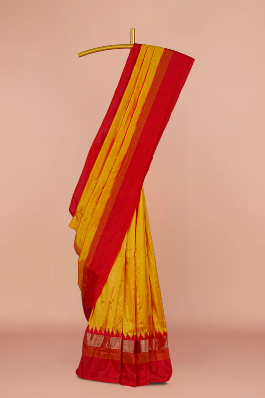 Yellow Ikkat Silk Pure