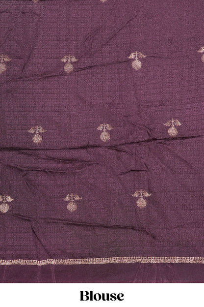 Grape wine khadi silk saree with all over zari butta and self border