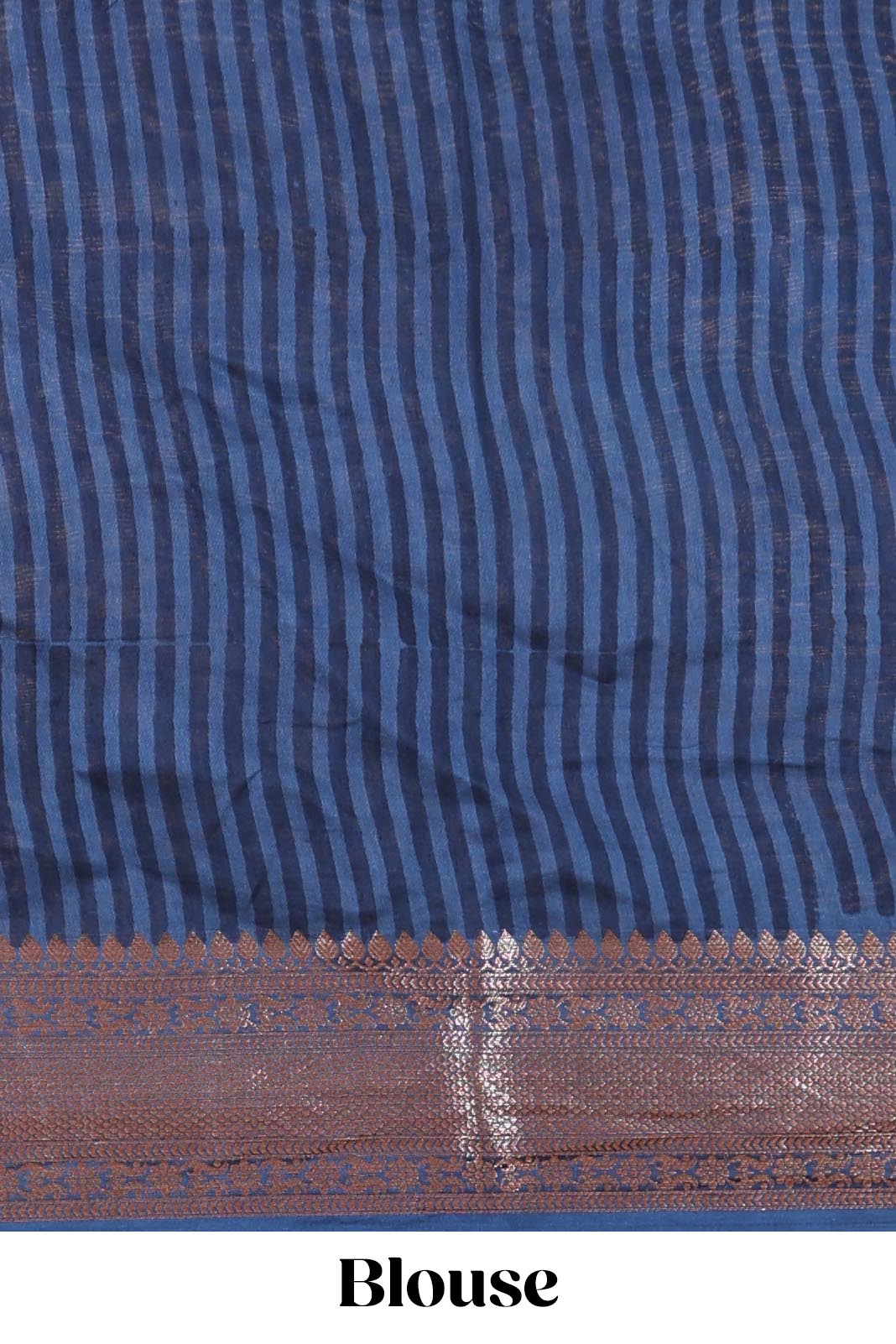 Cream paisley print chanderi cotton saree with contrast zari border and pallu