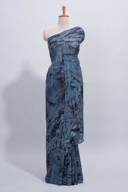 Borderless grey floral design mul mul cotton saree with self pallu