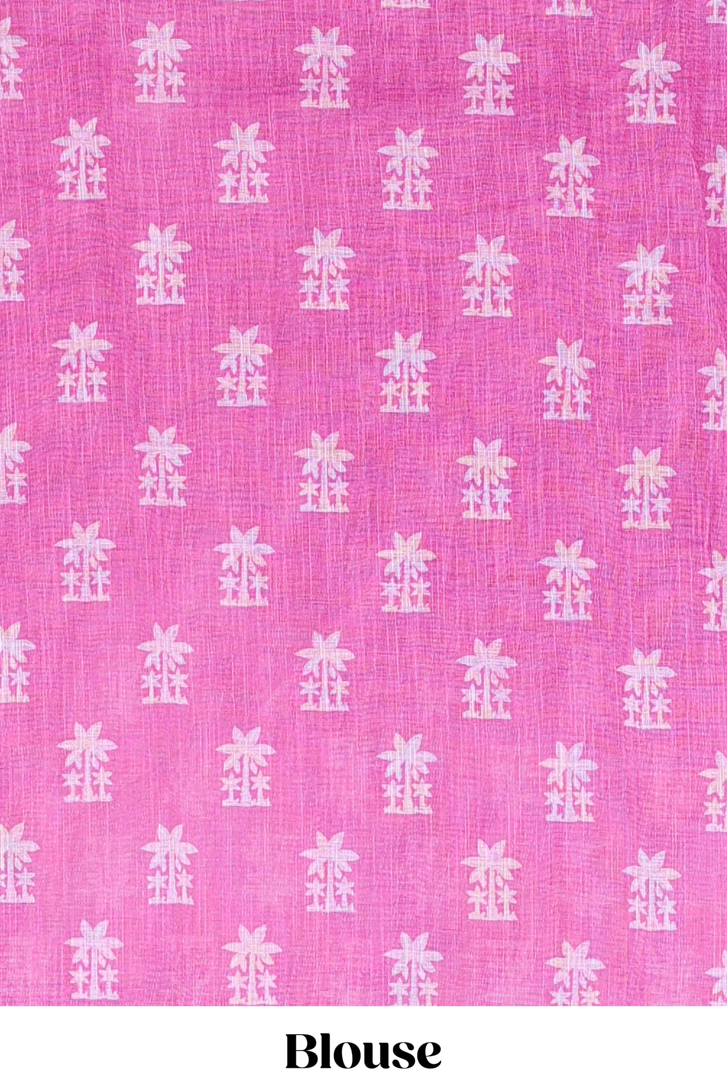 Purple linen cotton palm tree and elephant print saree with self border and matching printed blouse