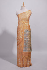 Mustard yellow warli printed semi tussar sareewith contrast warli printed pallu and matching blouse